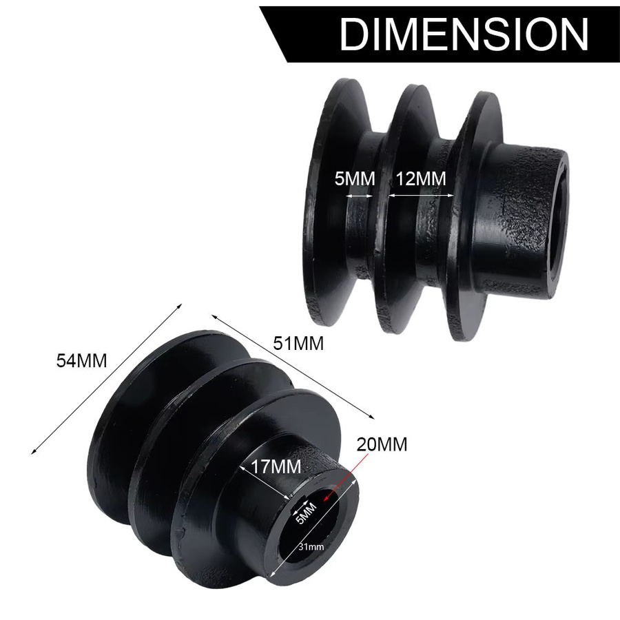 Doppelte V-Riemenscheibe mit 20 mm Bohrung für Honda 168F 170F GX110 GX120 GX200 7 PS Motoren in Schwarz - Bild 3