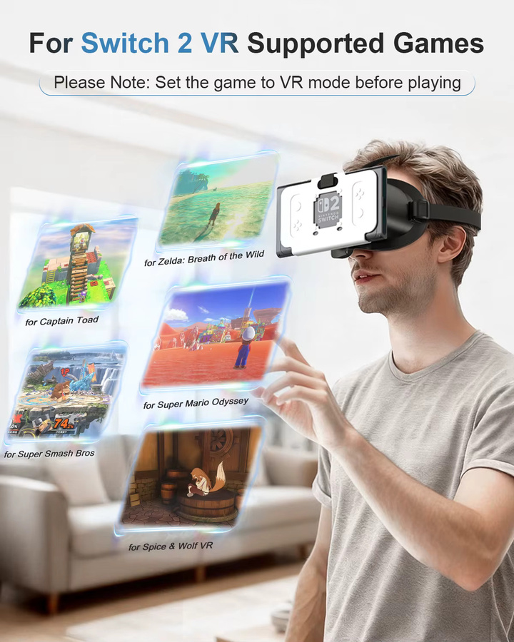 DEVASO HD 3D VR-Brille für Nintendo Switch 2 in Schwarz und Grün - Bild 2