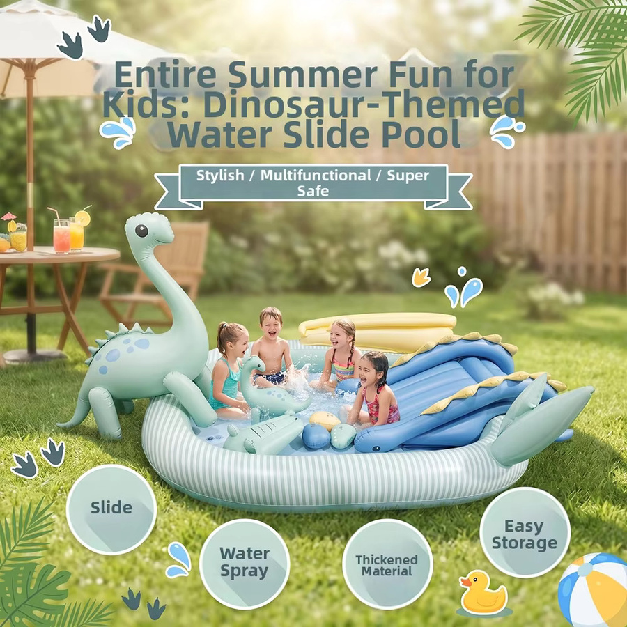 Wonflex Aufblasbares Dinosaurier-Spielcenter, mit Rutsche und Sprinkler, Outdoor-Wasserpark - Bild 2