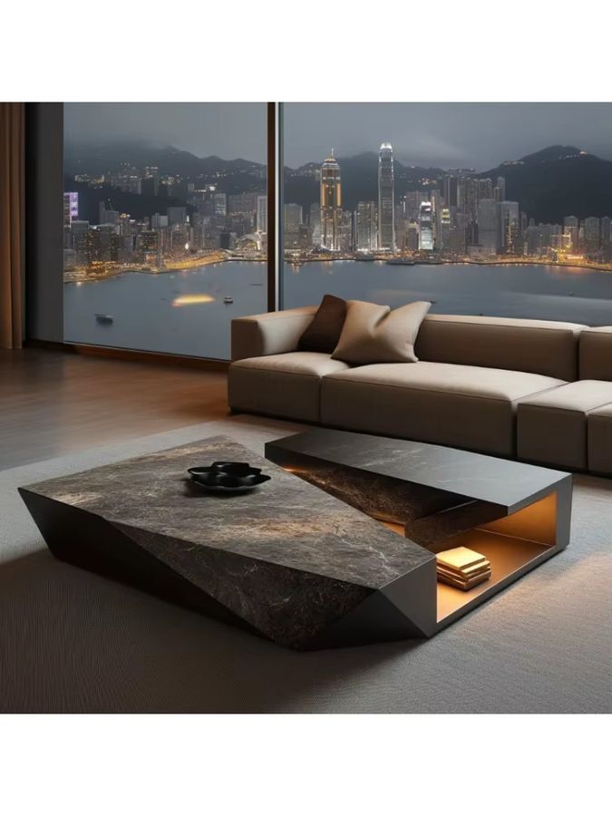 OAKCIA Mesas FYCT Couchtisch aus Marmor im italienischen Nordic Design, rechteckig, B/T/H: 120 x 60 x 35 cm - Bild 3