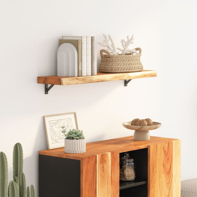 vidaXL Wandregal aus Akazienholz in Braun mit natürlicher Baumkante, B/T/H: 80 x 20 x 3,8 cm - Bild 1