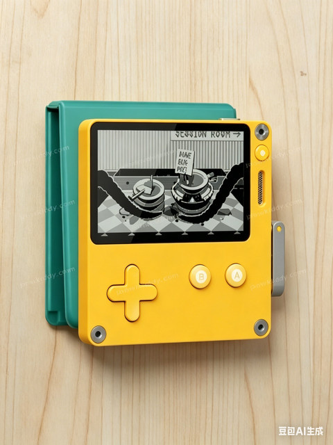Panic Playdate Retro Mini Handheld-Konsole in Gelb mit Kurbelsteuerung und enthaltenen Spielen (US-Version) - Bild 1