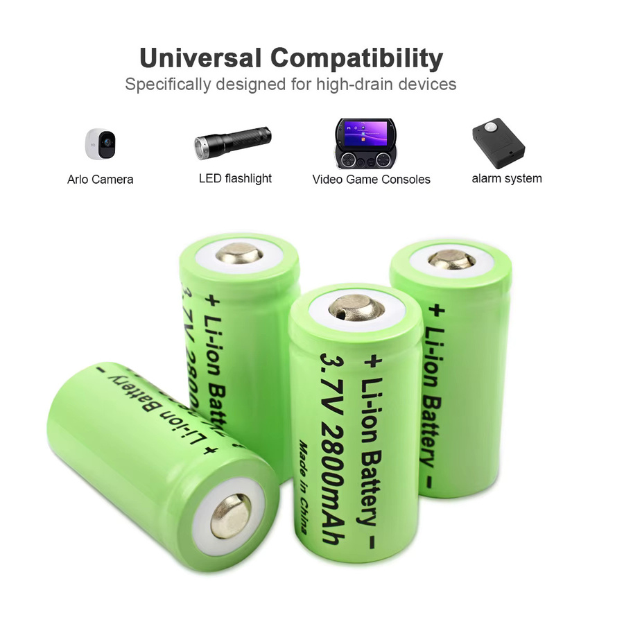 Turpow CR123A Li-Ion Akkus 3,7 V mit 2800mAh und Dual-Ladegerät, Farbe: Grün - Bild 2