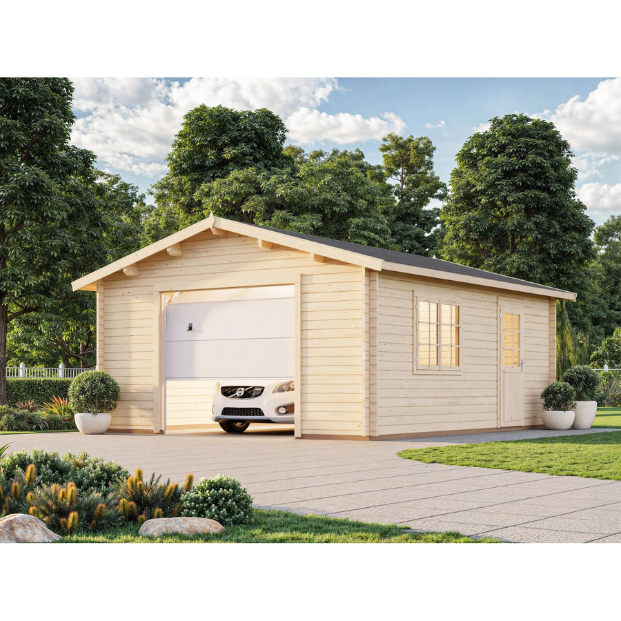 Palmako Holzgarage Roger mit Sektionaltor in Grau, B/T: 450 x 550 cm - Bild 2