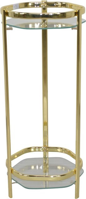 Blumenständer Walter II von möbel direkt online aus Stahlrohr und Glas in Messingfarben, Alufarben, Weiß oder Gold, H: 66 cm, B: 28 cm, T: 28 cm - Bild 1