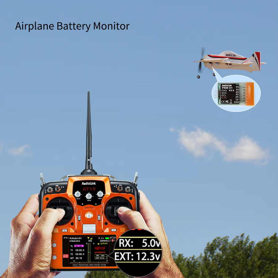 Radiolink PRM-01 Telemetrie Modul zur Flugzeug Batterie Spannungsanzeige kompatibel mit AT9S, AT9S Pro und AT10II sowie R9DS und R12DS - Bild 2
