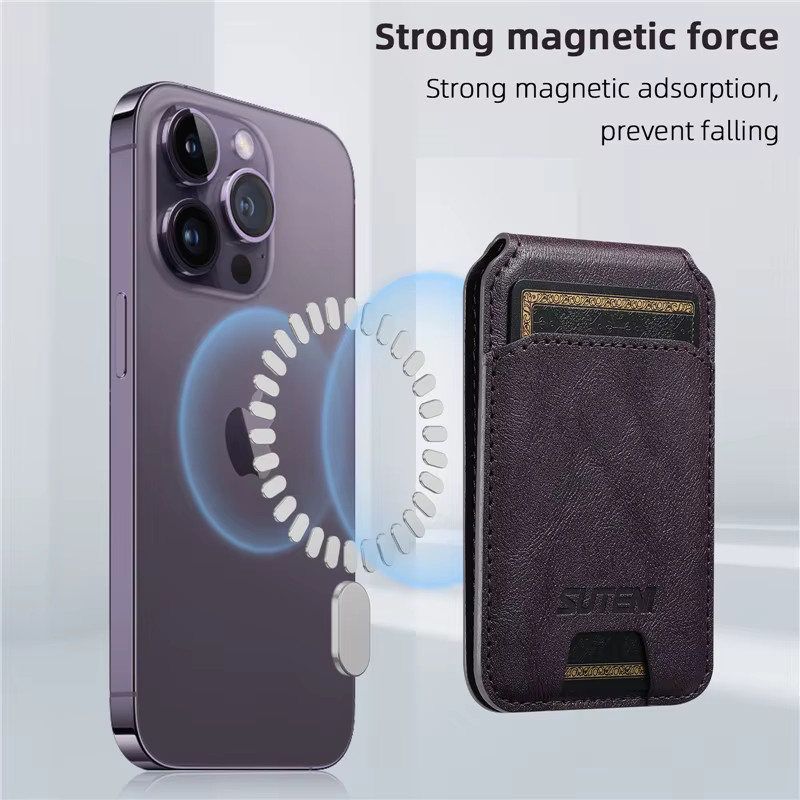 Eucagr Leder Brieftasche mit MagSafe Magnet und Kartenhalter für iPhone 15 Pro, 14 Plus, 13 und 12 Pro Max in Schwarz - Bild 2
