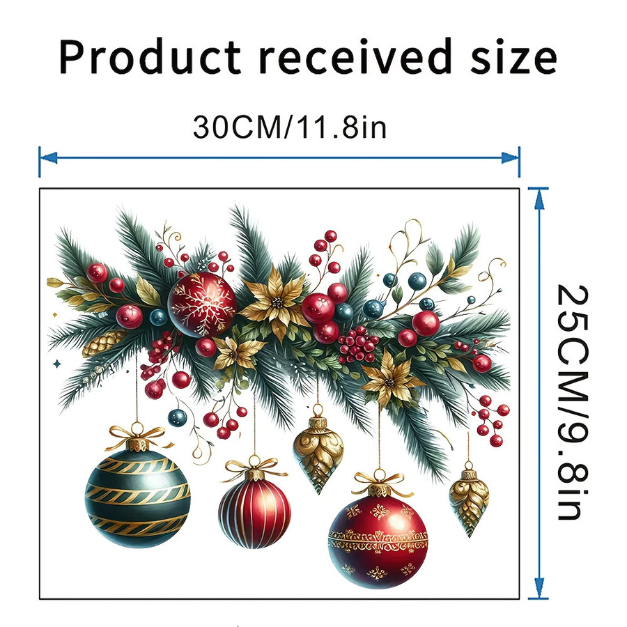 DUTRIEUX Weihnachtsszenenaufkleber aus PVC mit Tannenzapfen und Beeren in Mehrfarbig für Fenster, Türen und Wände - Bild 4