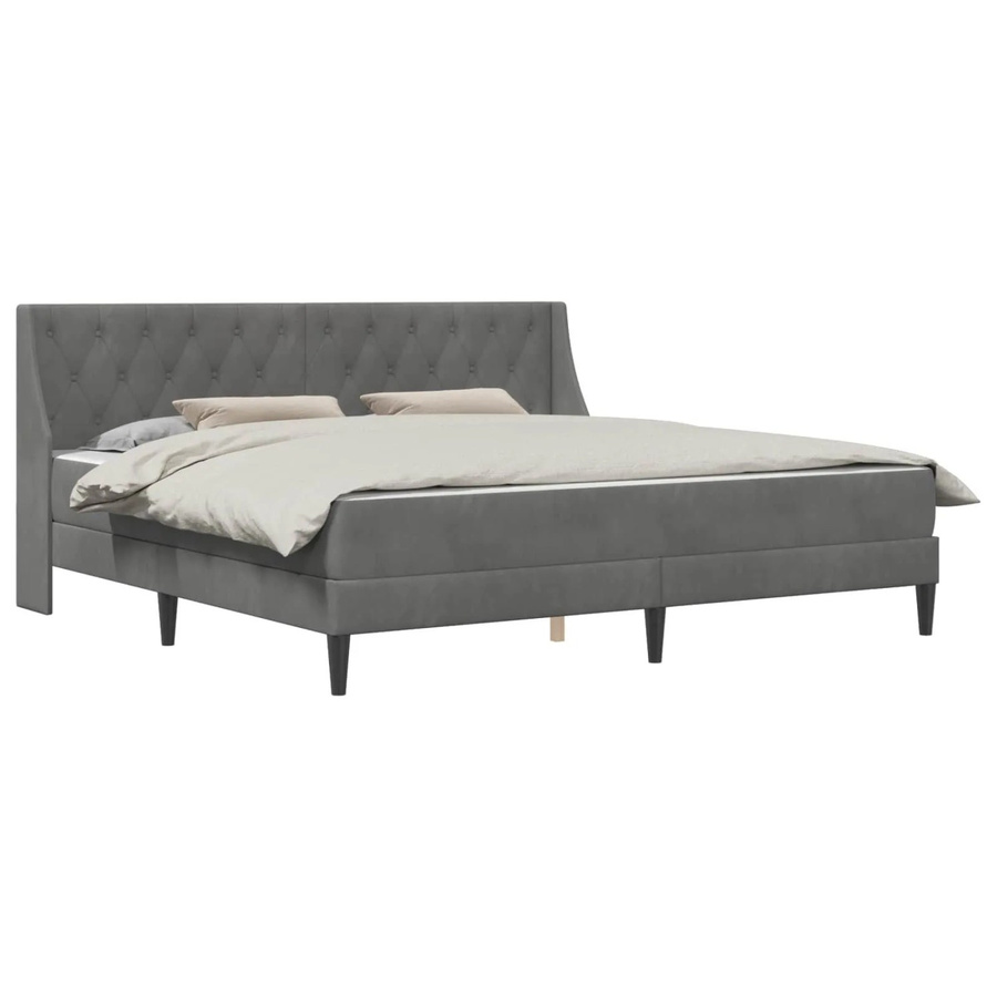 vidaXL Bettgestell mit Matratze aus Samt in Anthrazit, B/T/H: 200 x 200 x 204 cm - Bild 2