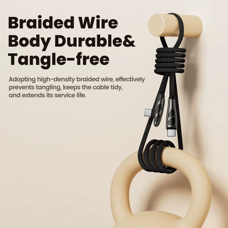 Toocki USB-C auf Typ-C Kabel 240 W Schnellladekabel mit PD3.1 und Temperaturkontrolle in Schwarz - Bild 5
