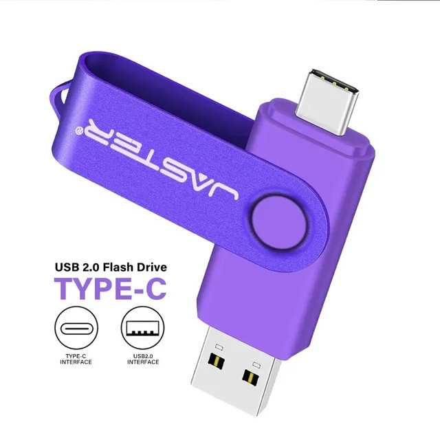 JASTER USB-C USB-Flash-Laufwerk 128 GB Memory Stick mit Schlüsselanhänger in Rot, Blau, Grün oder Lila - Bild 1