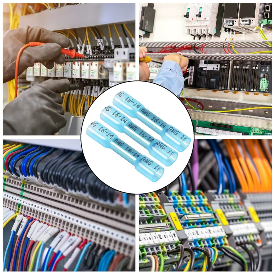 AOKIN Schrumpfstoßverbinder Set Blau 16-14 AWG mit 200 Stück Elektrische Crimpverbinder für Automotive und Marine - Bild 2