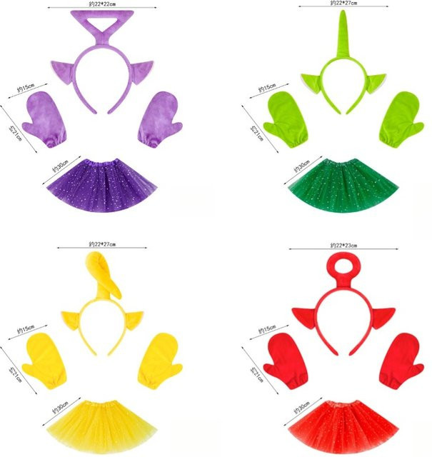 Teletubbies Zubehör, Haarband, Handschuhe, Transparenter Rock - Bild 1