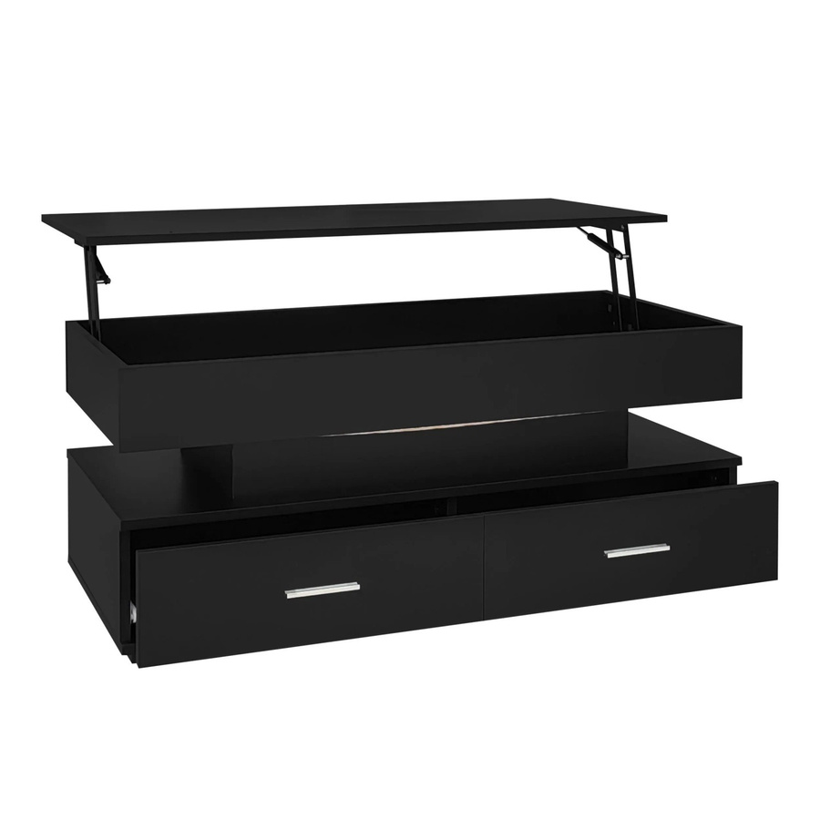 okwish Couchtisch mit höhenverstellbarem Lift-Mechanismus und LED-Schubladen in Schwarz, B/T/H: 100 x 50 x 44 cm - Bild 2