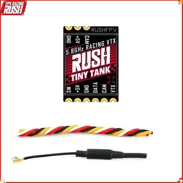 RUSH TINY TANK Nano VTX FPV-Sender mit 48 Kanälen, 350mW und LED-Erweiterungsplatine, Schwarz - Bild 1