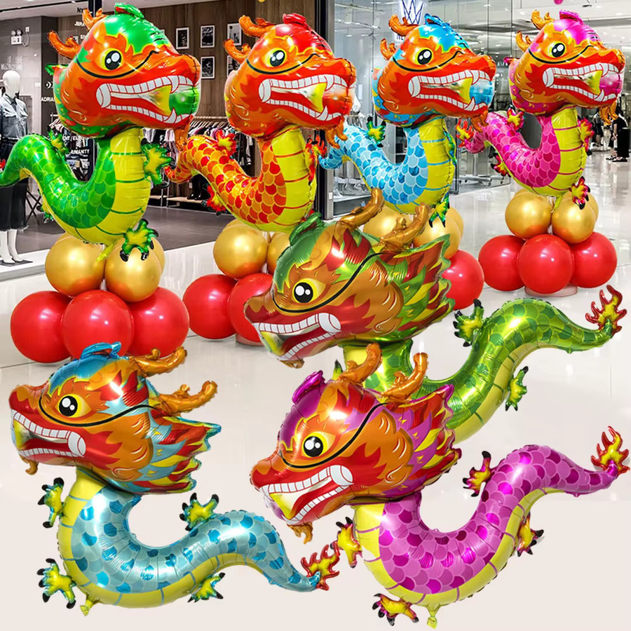 AADECORZZ Drachen Luftballons für Geburtstag und Mottoparty, Mehrfarbig, Chinesische Drachen Dekoration - Bild 3