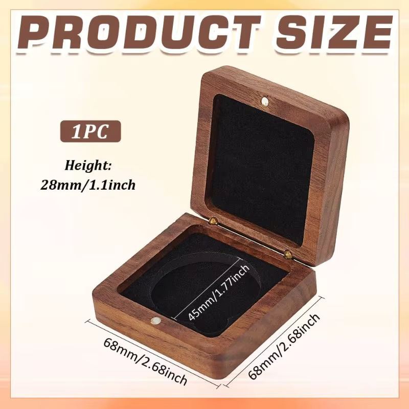 Holz-Münzpräsentationsbox mit schwarzem Samt-Inlay für 40 mm Münzen in Braun und Schwarz - Bild 2