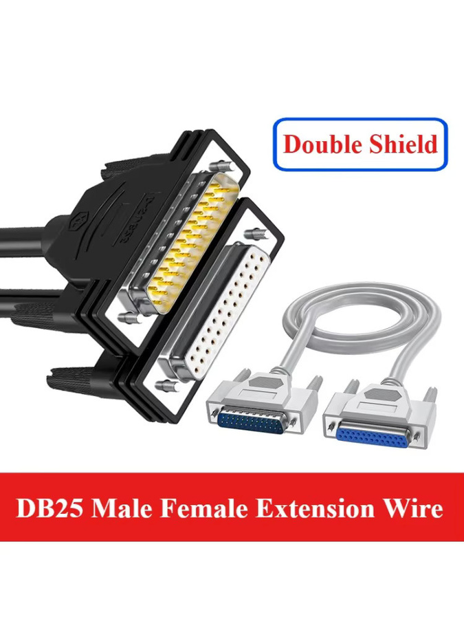 DIVEDEER DB25 Abgeschirmtes Parallel-Port Datenkabel in Schwarz, 25-poliges Verbindungskabel mit Stecker auf Buchse aus Reinkupfer (26AWG) - Bild 6