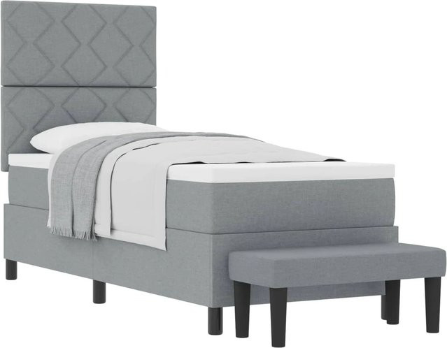 vidaXL Boxspringbett mit Matratze in Grau, Hybrid-Konstruktion aus Stoff und MDF, B/T/H: 80 x 200 x 140 cm - Bild 1