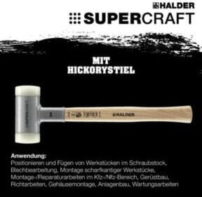 Halder SUPERCRAFT Schonhammer mit Stahlschrotfüllung und Hickory-Stiel, Ø 60 mm, 1705 g - Bild 2