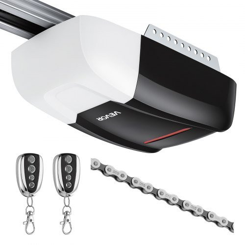 VEVOR Garagentorantrieb mit Kettenantrieb und 1000N Zugkraft, inklusive 4-teiliger Schiene, 2 Fernbedienungen und LED-Beleuchtung, Schwarz und Weiß - Bild 1