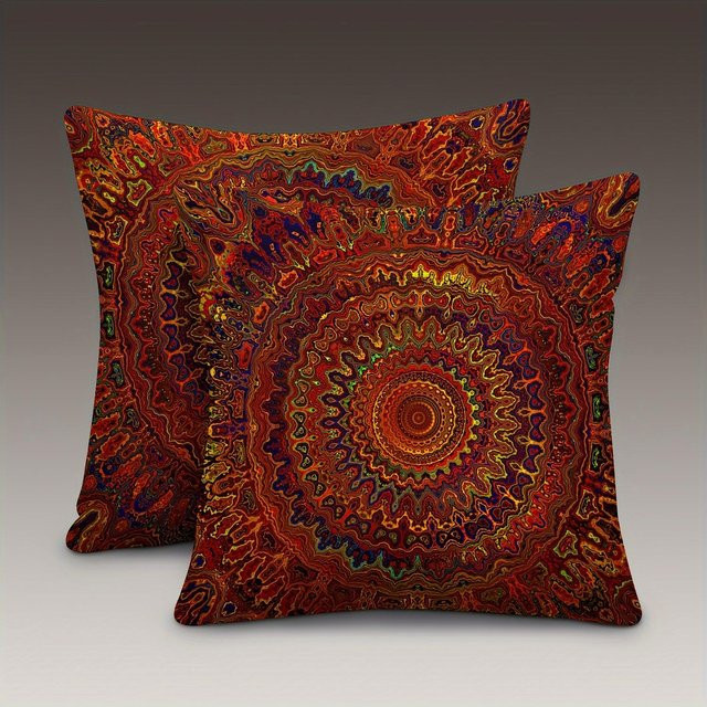 VIKAMA Kissenhülle Mandala im Bohème-Stil, Rot und Gold, B/B: 30 x 30 cm - Bild 1