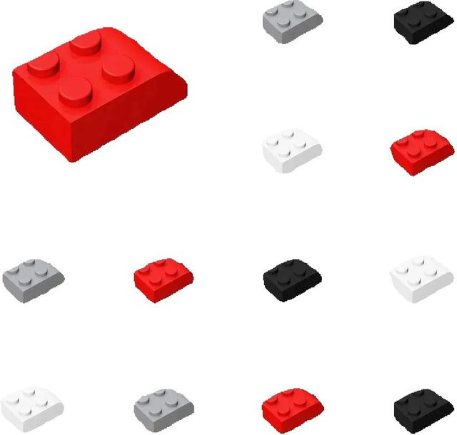 Alibricks Bausteine Set 6215 Gebogene 3x2 Steine in Mehrfarbig, 50 Stück pädagogisches Spielzeug für Kinder - Bild 1