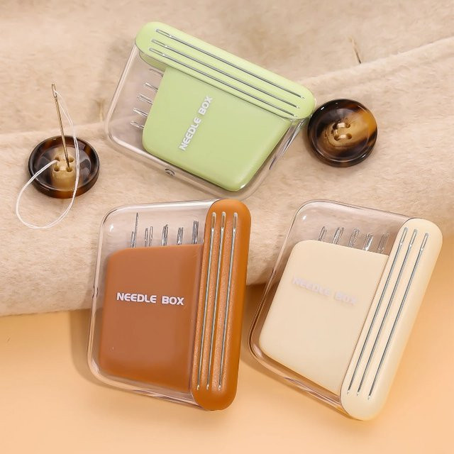 HOCOSHINE Magnetische Nähbox in Beige und Green als praktisches Haushaltsnähset aus Kunststoff - Bild 1