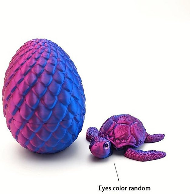 Bewegliche Meeresschildkröte mit Eiern von Hypoxia, violette 3D-gedruckte Skulptur mit flexiblen Gelenken als Schreibtischdekoration - Bild 1