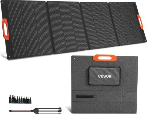 VEVOR Monokristallines faltbares Solarmodul 300W in Schwarz mit MC4-Ausgang und 10-in-1-DC-Adaptern, IP67 wasserdichtes ETFE-Solarpanel für Powerstations, Camping und Wandertouren - Bild 1