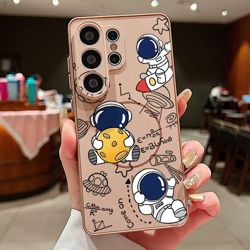 Magnetische Handyhülle mit Astronauten-Muster für Samsung Galaxy S26 S25 S24 S23 S22 Ultra Edge FE A57 A17 A56 A37 A16 A55 A36 von MOESOE in Grau - Bild 4