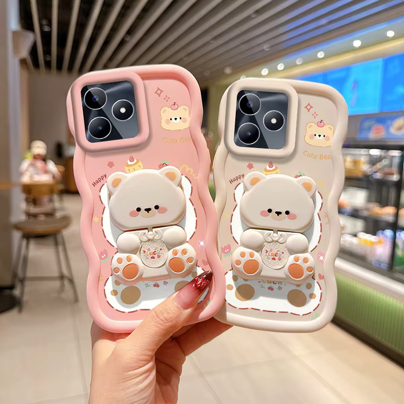Wellenförmige Silikon Handyhülle mit Freche Katze Motiv für Realme C53 C67 C65 C63 C55 C75 Note 60 50 Narzo 70X N65 N55 N53 in Pink und Purple - Bild 2