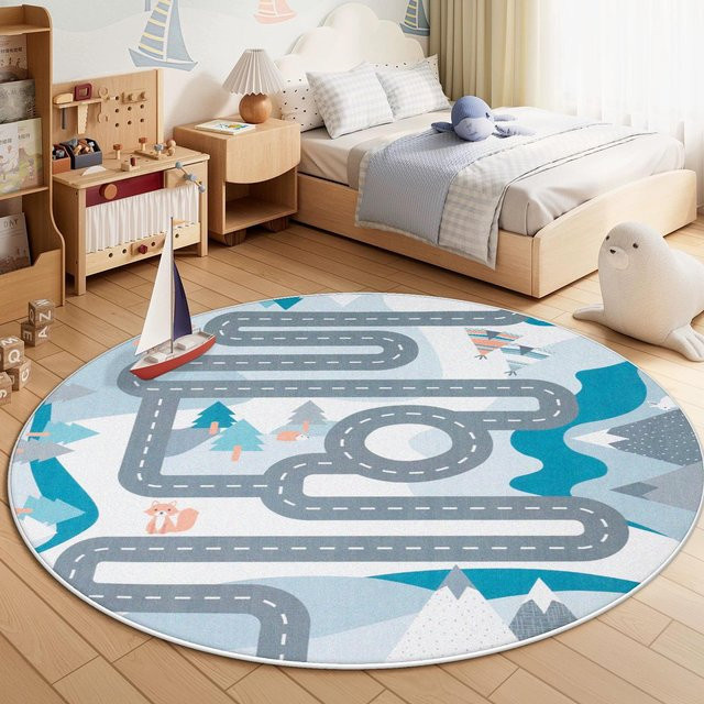 Runder Plüschteppich JGJG in Multicolour für Wohnzimmer und Kinderzimmer, Durchmesser: 80 cm - Bild 1