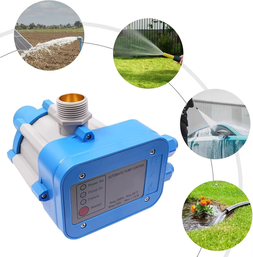 Bymaocar Automatische Pumpensteuerung Wasserpumpenregler in Blau mit 1,5 Bar Arbeitsdruck und 10 Bar Maximaldruck für Haus, Hof und Garten - Bild 5