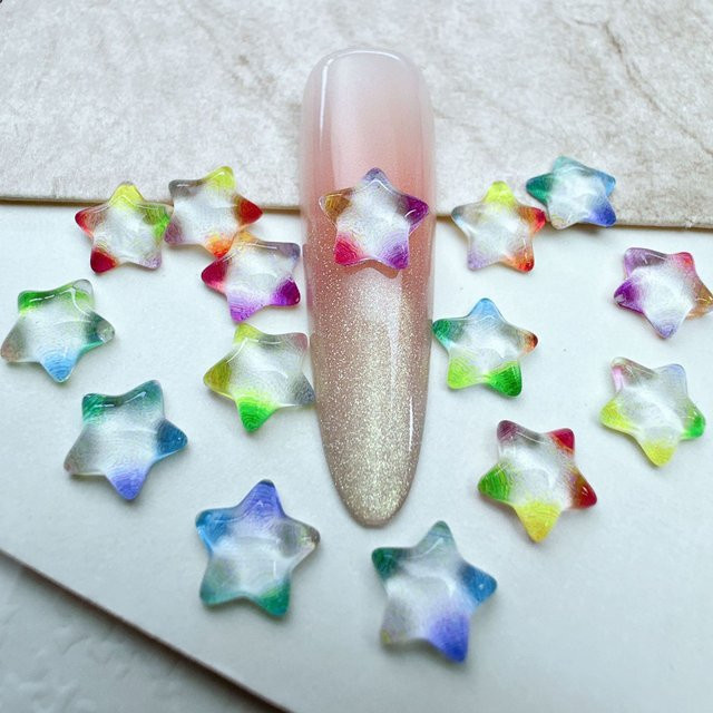 Zhou Nailart Nagel-Charms, 100 Stück, holografische Sterne, schimmernd, Unisex - Bild 1