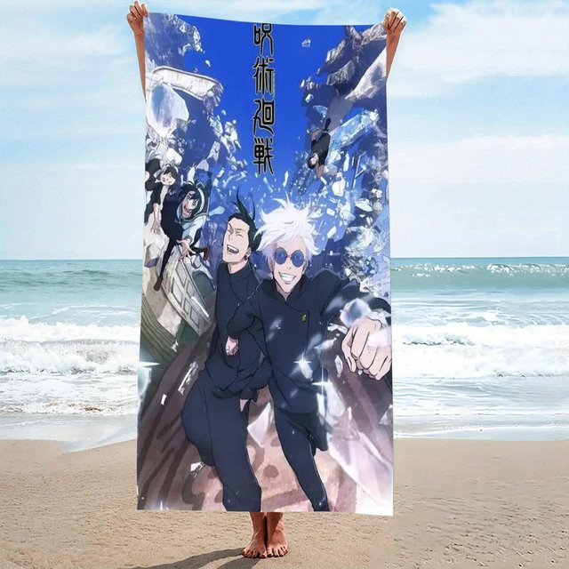 Jujutsu Kaisen Gojo & Geto Strandtuch aus Mikrofaser, weich und schnelltrocknend, B/B: 100 x 180 cm, Multicolour - Bild 1