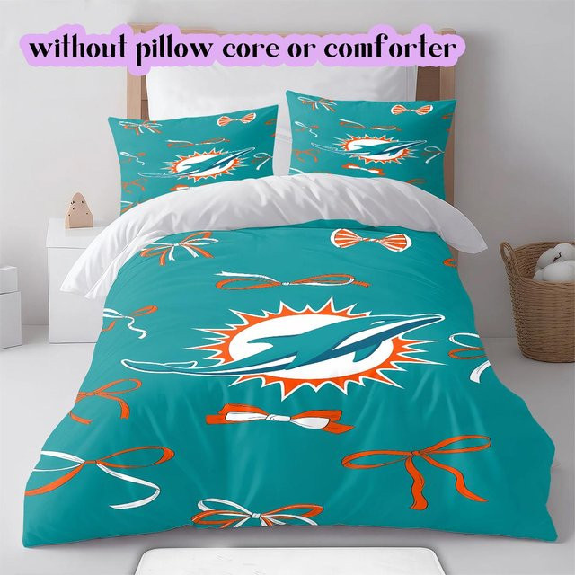 Lalilata Home Miami Dolphins Bettwäsche Set in Türkis mit Bettbezug und 2 Kissenbezügen, B/T/H: 200 x 200 cm - Bild 1
