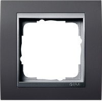 Gira Abdeckrahmen 1-fach mit Aluminium-Zwischenrahmen Event in Anthrazit und Silber - Bild 1