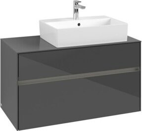 V&B Waschtischunterschrank Collaro in Grau Glossy mit LED-Beleuchtung, B/T/H: 100 x 54,8 x 50 cm - Bild 1