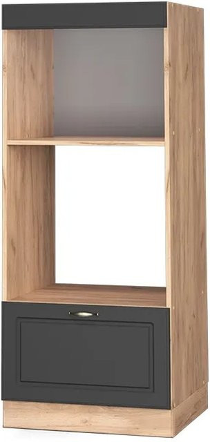 Vicco Mikrowellenschrank Fame-Line in Anthrazit und Goldkraft Eiche mit offenen Regalfächern, Breite: 60 cm, Höhe: 153,6 cm, Tiefe: 58 cm - Bild 1