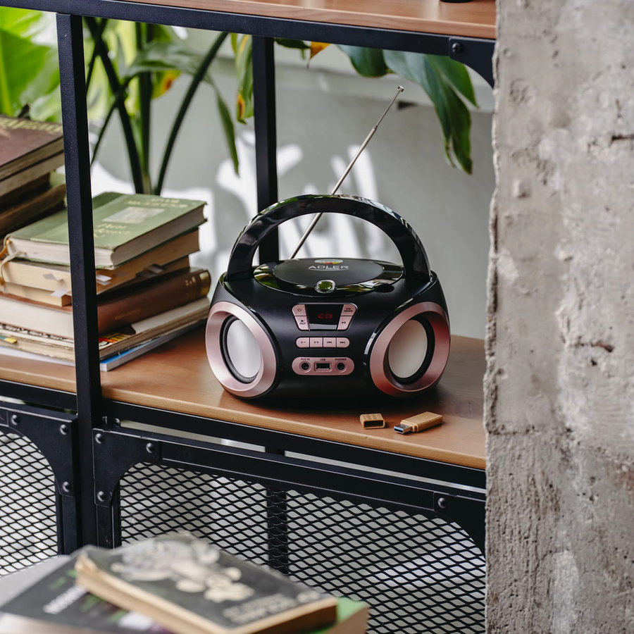 Adler Radio Boombox mit CD, MP3, USB und FM Radio in Schwarz mit Equalizer, 20 Speicherstationen und AUX Kopfhöreranschluss - Bild 6
