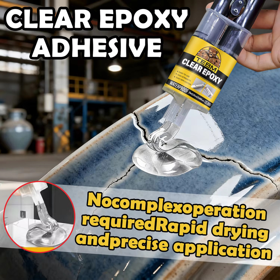 TEBM Epoxidharz-AB-Kleber transparent, 25 ml schnell trocknender Sofortkleber für Leder, Gummi, Holz und Metall - Bild 3