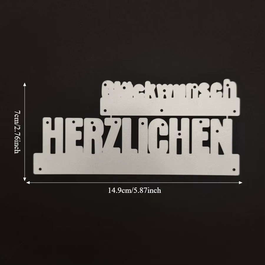 Metall-Stanzformen Deutschland Phrase Letter Herzlichen Glückwunsch in Silber für DIY Scrapbooking und Kartenherstellung - Bild 1