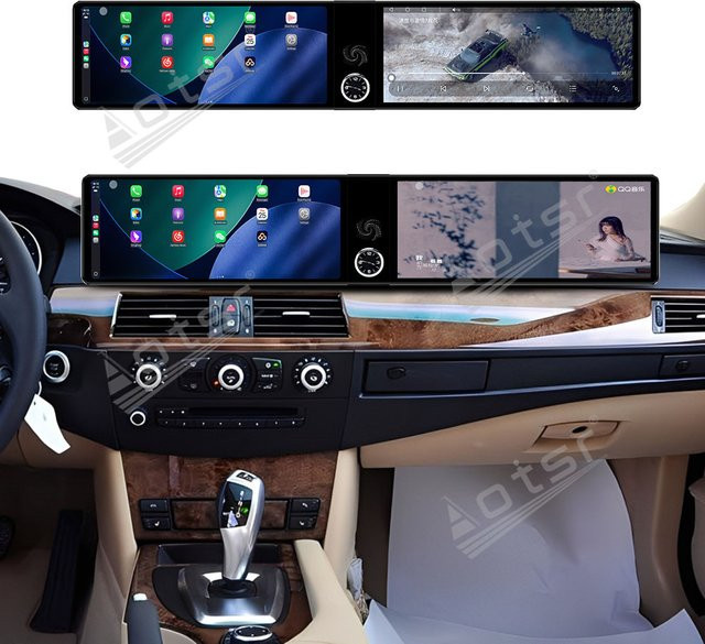 Aotsr Android 13 Autoradio für BMW 5er E60 2003-2010 mit 12,3 Zoll HD-Touchscreen, Qualcomm Dual Prozessor, Wireless CarPlay, GPS, Wi-Fi und Bluetooth, Schwarz - Bild 1