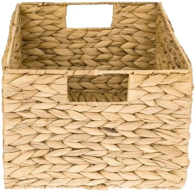 HMF Aufbewahrungskorb aus geflochtener Wasserhyazinthe und Seegras mit Metallrahmen, beige, B/T/H: 36 x 28 x 20 cm - Bild 1