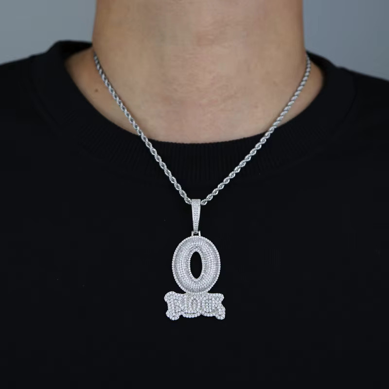 Anhänger Halskette Buchstabe O, Silberfarben, Zirkonia, Unisex - Bild 2