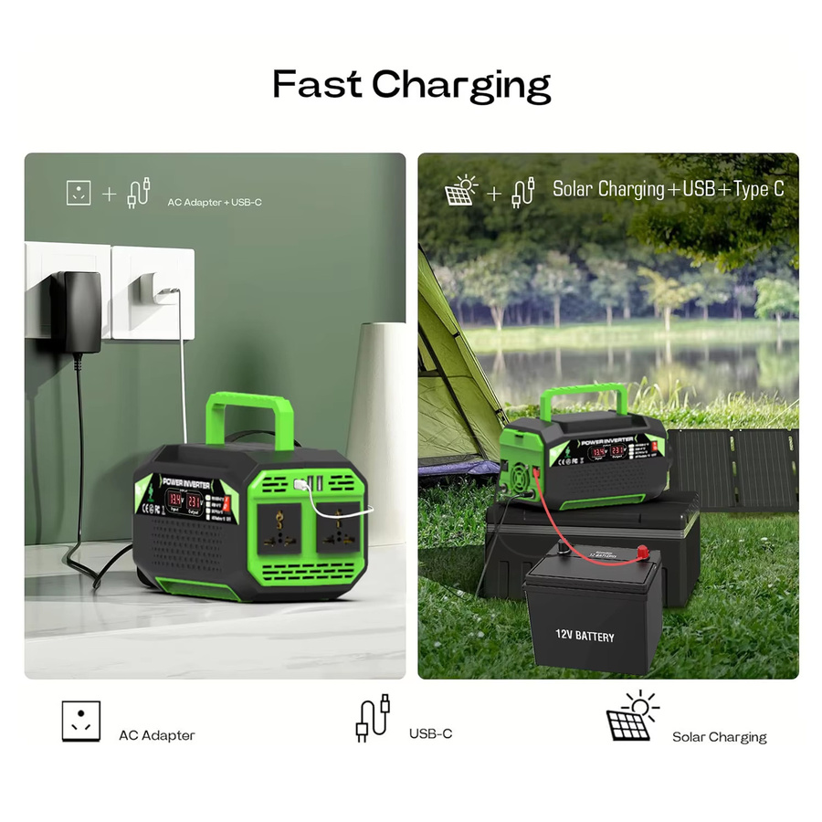 DWiusty Spannungswandler 1000W DC 12V zu AC 220V mit LED-Display, USB-A und USB-C Schnittstellen für Camping und Reisen - Bild 4