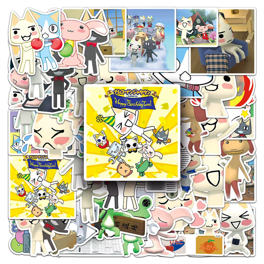 Rspctou Kawaii Cartoon Toro Inoue Katzen-Aufkleber, wasserfeste ästhetische Graffiti-Sticker für Laptop und Schreibwaren, Mehrfarbig - Bild 2