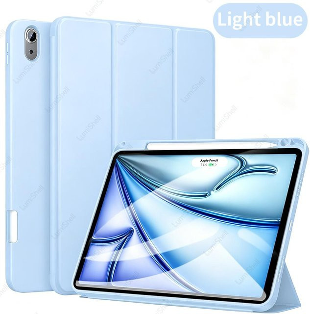 Silikonhülle für iPad Air M2 M3 M4 11 Zoll und iPad Air 4./5. Gen 10,9 Zoll mit Ständer und Stifthalter in Blau - Bild 1
