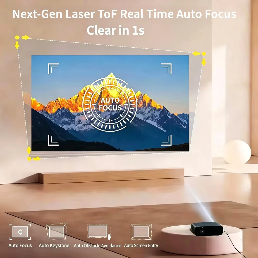 CWEUG 4K Ultra HD Tageslicht-Projektor mit 4000 ANSI Lumen, Google TV, Autofokus und Dual-Band WLAN für dein Heimkino - Bild 4